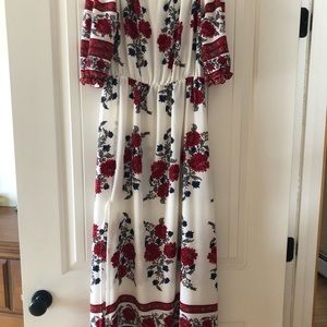 Floral print gauze midi dress